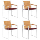 vidaXL 4 db tömör tíkfa kerti szék párnákkal