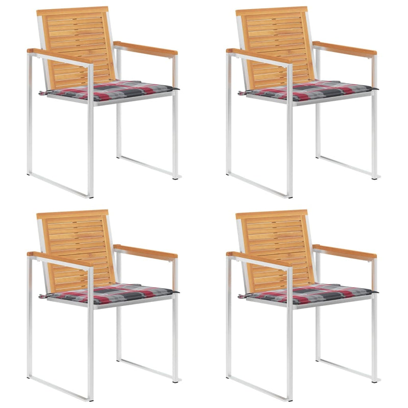 vidaXL 4 db tömör tíkfa kerti szék párnákkal