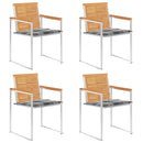 vidaXL 4 db tömör tíkfa kerti szék párnákkal