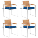 vidaXL 4 db tömör tíkfa kerti szék párnával