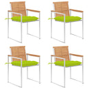 vidaXL 4 db tömör tíkfa kerti szék párnával