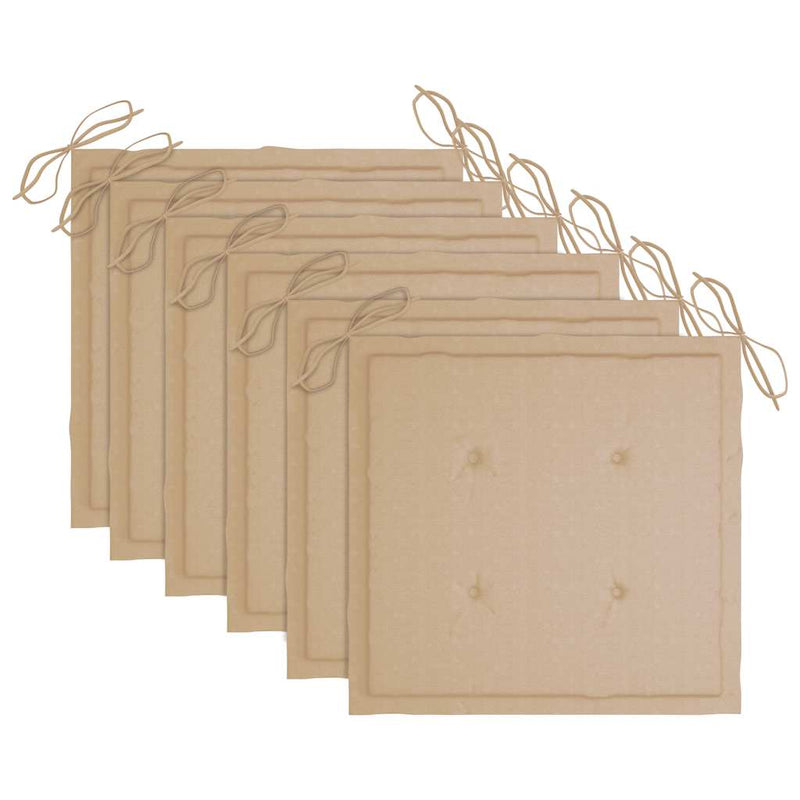 vidaXL 6 db tömör tíkfa kerti szék párnával