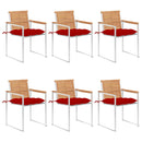 vidaXL 6 db tömör tíkfa kerti szék párnákkal