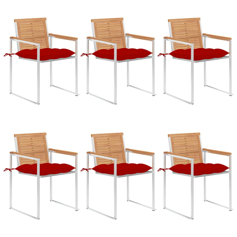 vidaXL 6 db tömör tíkfa kerti szék párnákkal