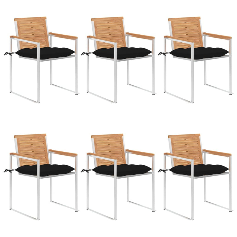 vidaXL 6 db tömör tíkfa kerti szék párnákkal