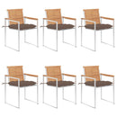 vidaXL 6 db tömör tíkfa kerti szék párnákkal