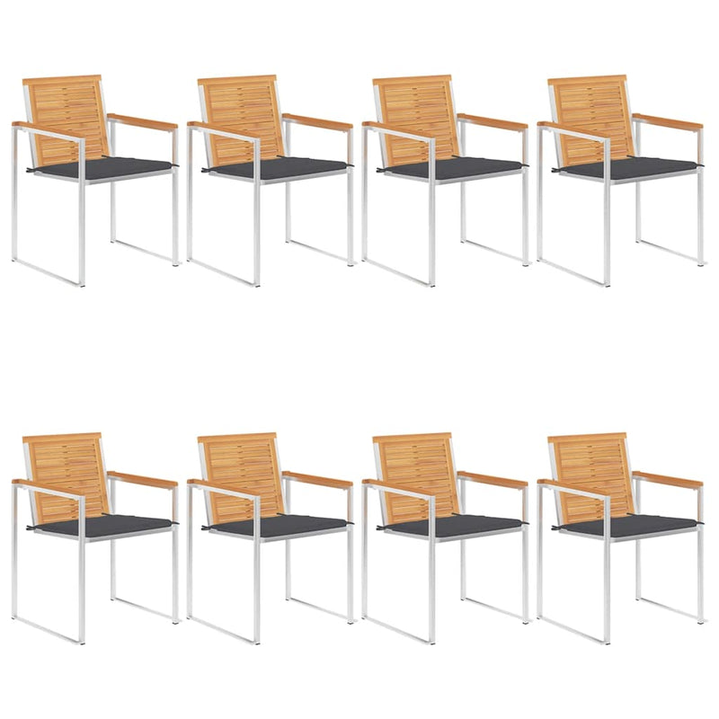 vidaXL 8 db tömör tíkfa kerti szék párnákkal