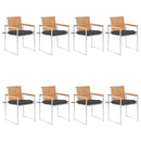 vidaXL 8 db tömör tíkfa kerti szék párnákkal