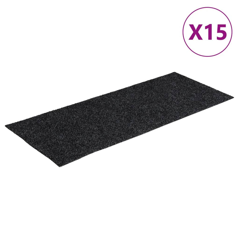 vidaXL 15 db szürke négyszögletes öntapadó lépcsőszőnyeg 60x25 cm