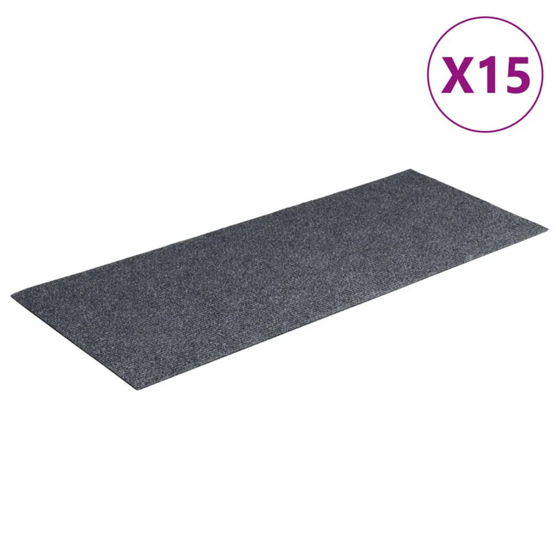 vidaXL 15 db világosszürke öntapadó lépcsőszőnyeg 60 x 25 cm