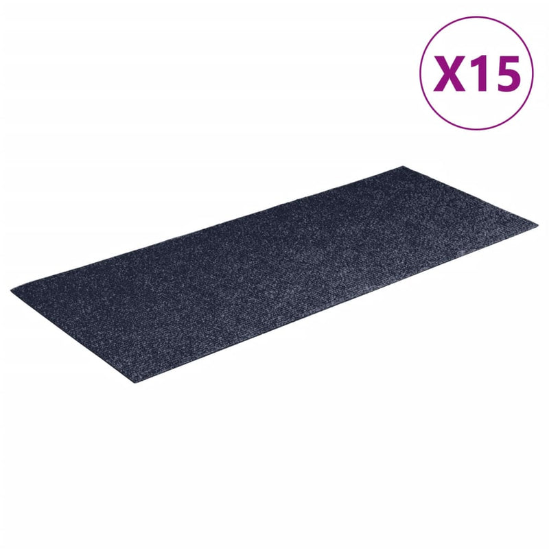 vidaXL 15 db szürkéskék négyszögletes öntapadó lépcsőszőnyeg 60x25 cm