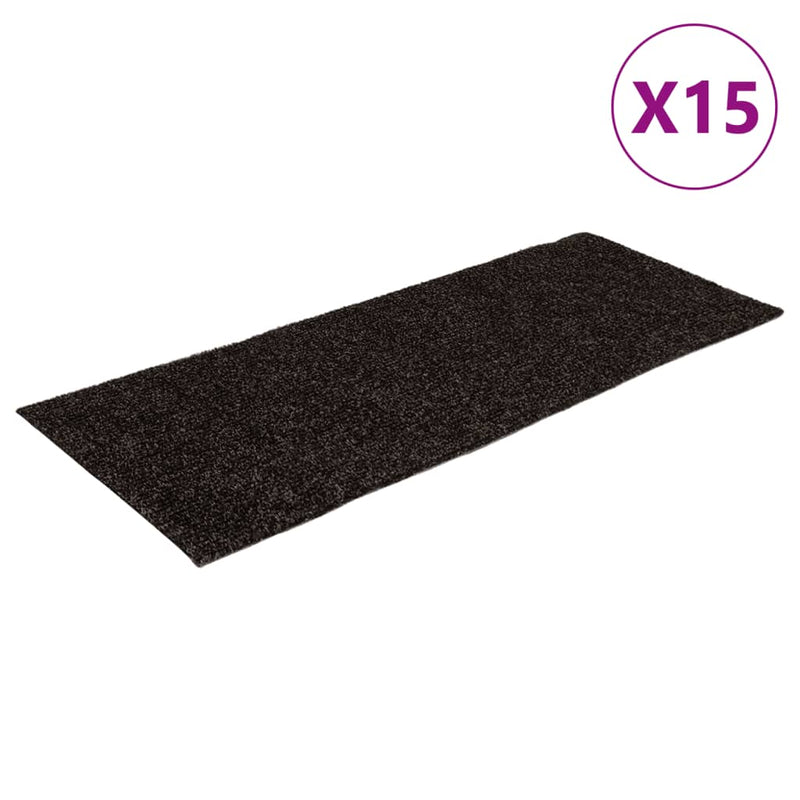 vidaXL 15 db barna négyszögletes öntapadó lépcsőszőnyeg 60 x 25cm