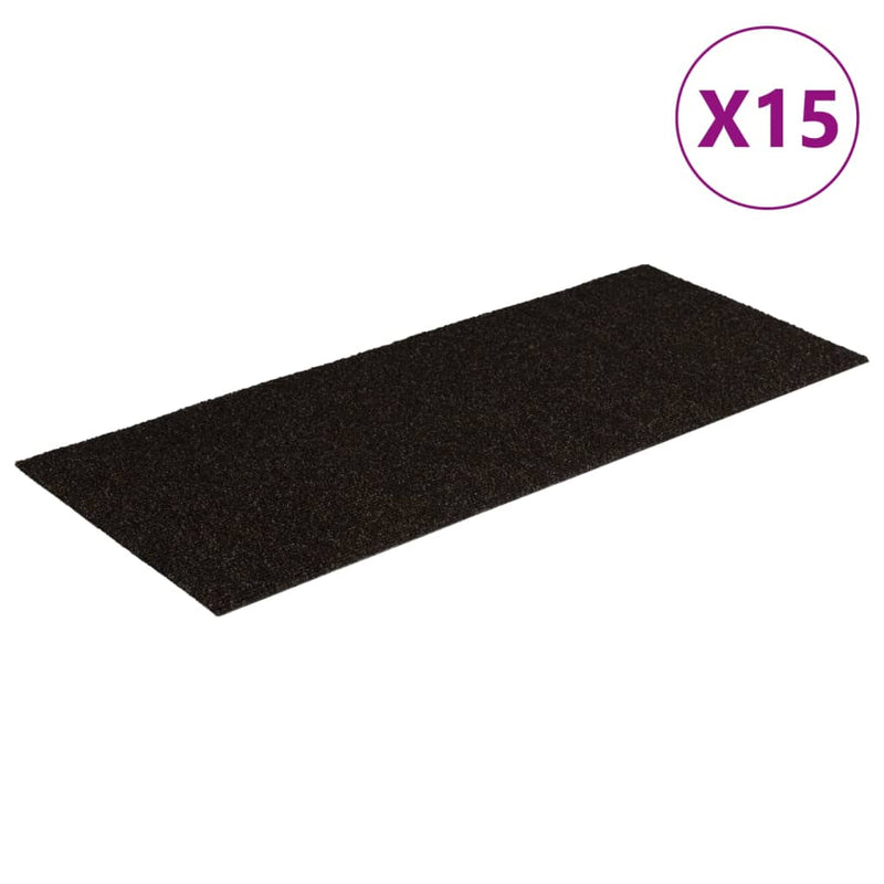 vidaXL 15 db sötétbarna négyszögletes öntapadó lépcsőszőnyeg 60x25 cm