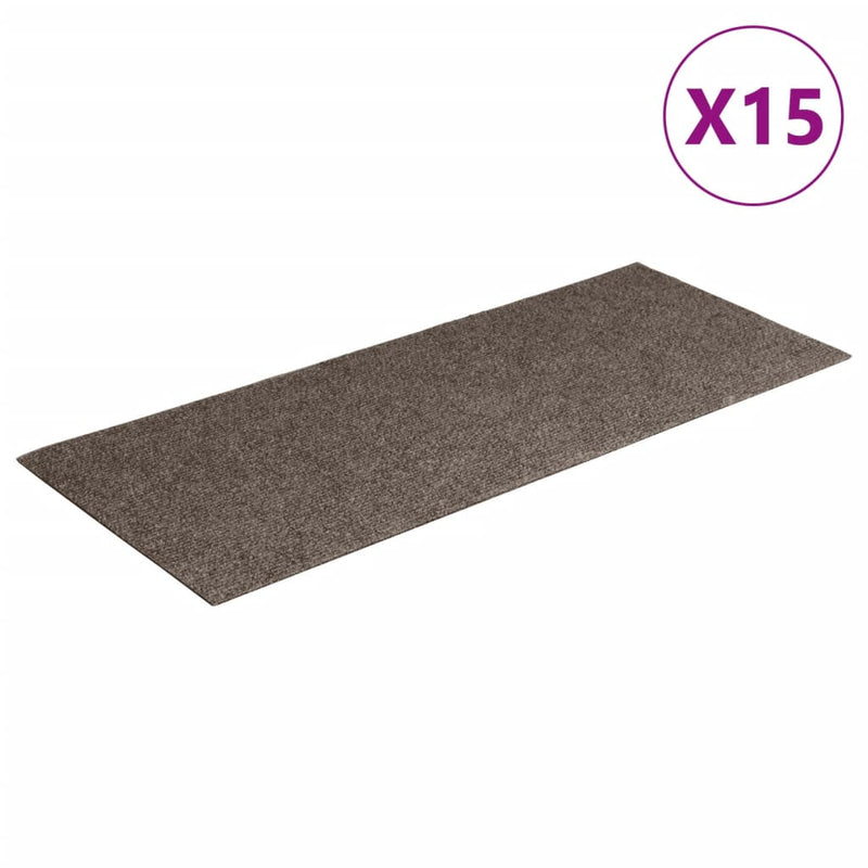 vidaXL 15 db krémszínű négyszögletes öntapadó lépcsőszőnyeg 60 x 25 cm