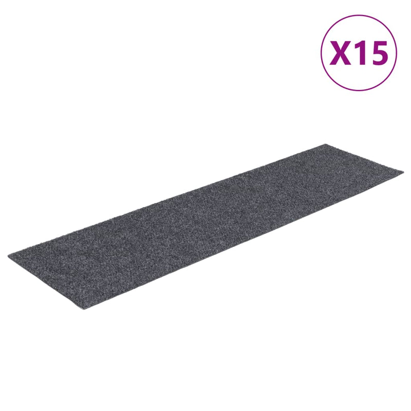 vidaXL 15 db világosszürke öntapadó lépcsőszőnyeg 76 x 20 cm