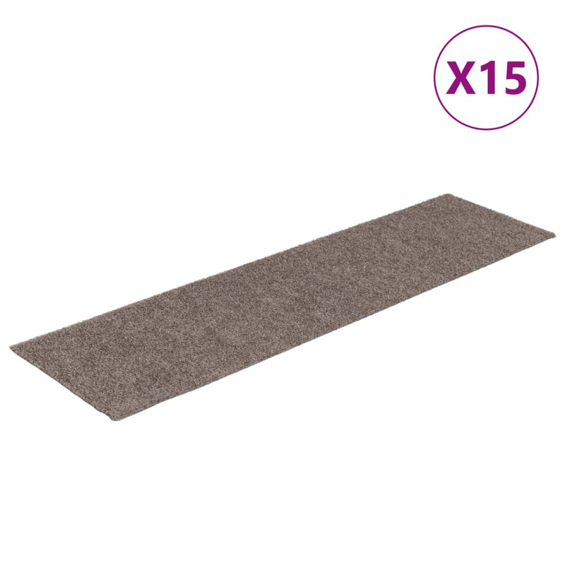 vidaXL 15 db krémszínű négyszögletes öntapadó lépcsőszőnyeg 76 x 20 cm