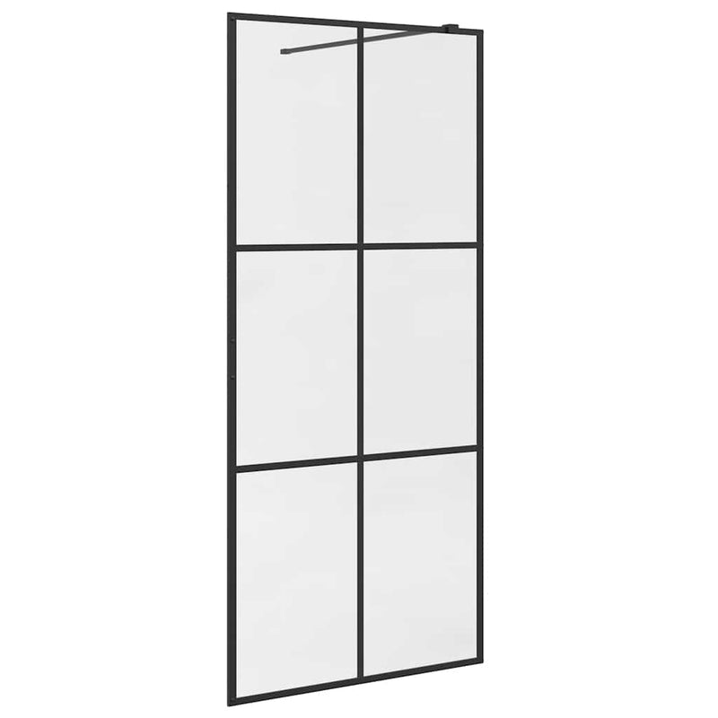 vidaXL fekete zuhanyfal átlátszó ESG üveggel 90 x 195 cm