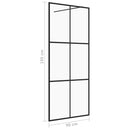 vidaXL fekete zuhanyfal átlátszó ESG üveggel 90 x 195 cm