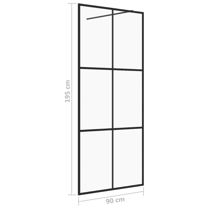 vidaXL fekete zuhanyfal átlátszó ESG üveggel 90 x 195 cm