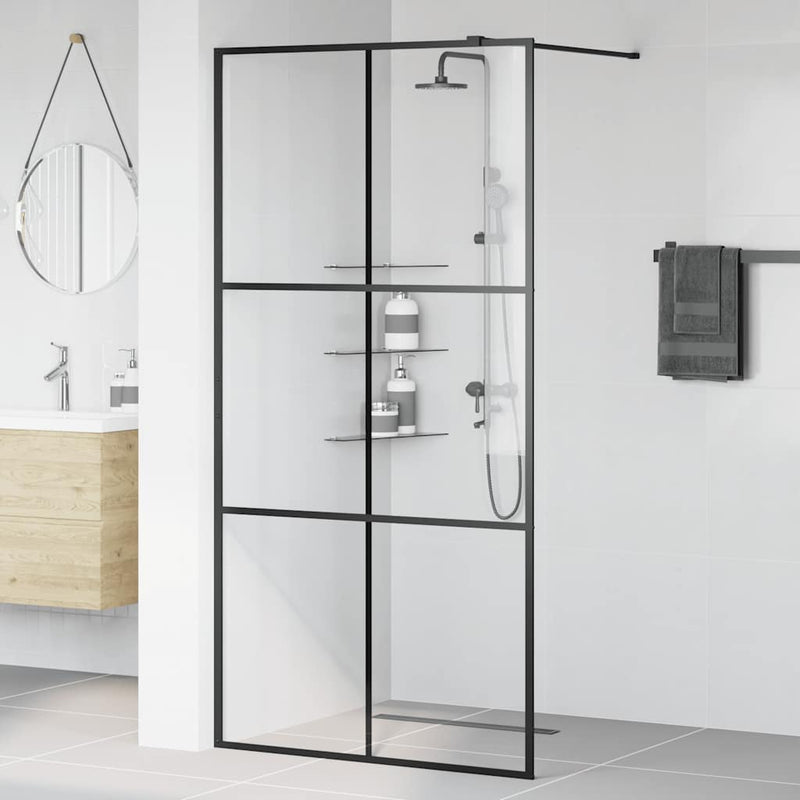 vidaXL fekete zuhanyfal átlátszó ESG üveggel 100 x 195 cm