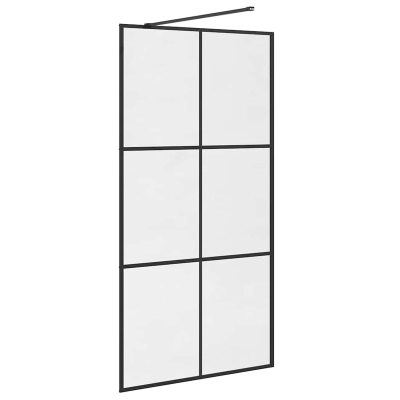 vidaXL fekete zuhanyfal átlátszó ESG üveggel 100 x 195 cm
