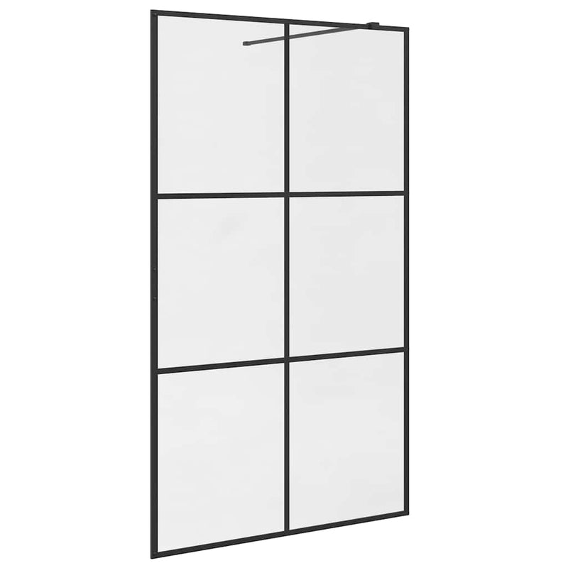 vidaXL fekete zuhanyfal átlátszó ESG üveggel 115 x 195 cm