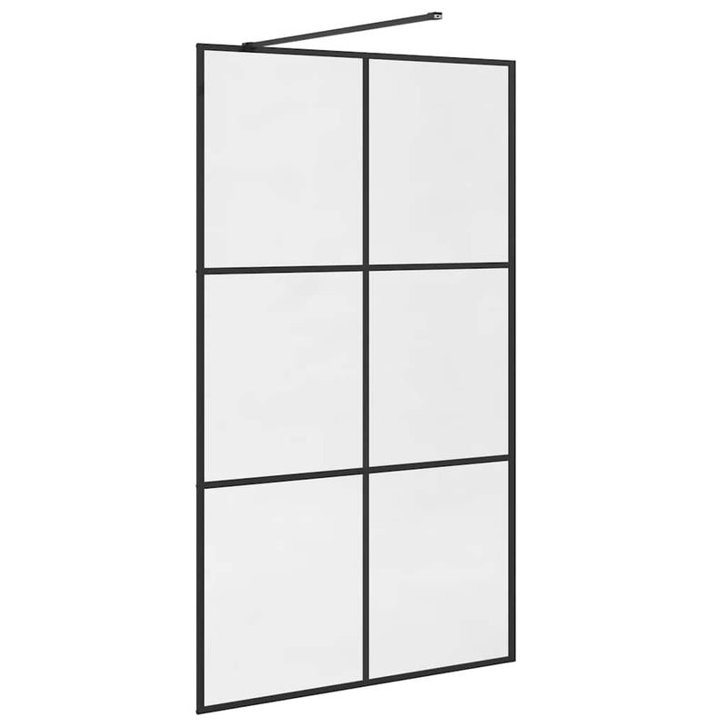 vidaXL fekete zuhanyfal átlátszó ESG üveggel 115 x 195 cm