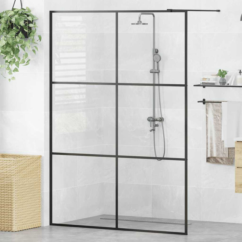 vidaXL fekete zuhanyfal átlátszó ESG üveggel 140 x 195 cm