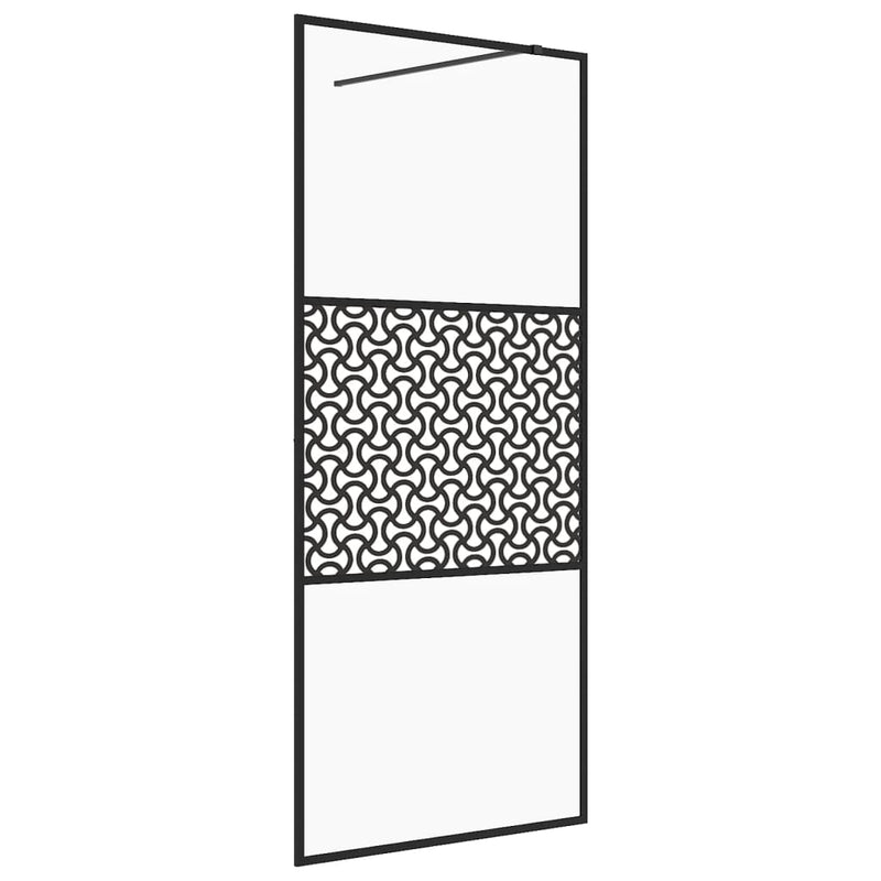 vidaXL fekete zuhanyfal átlátszó ESG üveggel 90 x 195 cm