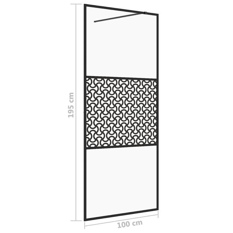 vidaXL fekete zuhanyfal átlátszó ESG üveggel 100 x 195 cm