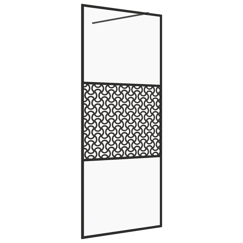 vidaXL fekete zuhanyfal átlátszó ESG üveggel 115 x 195 cm