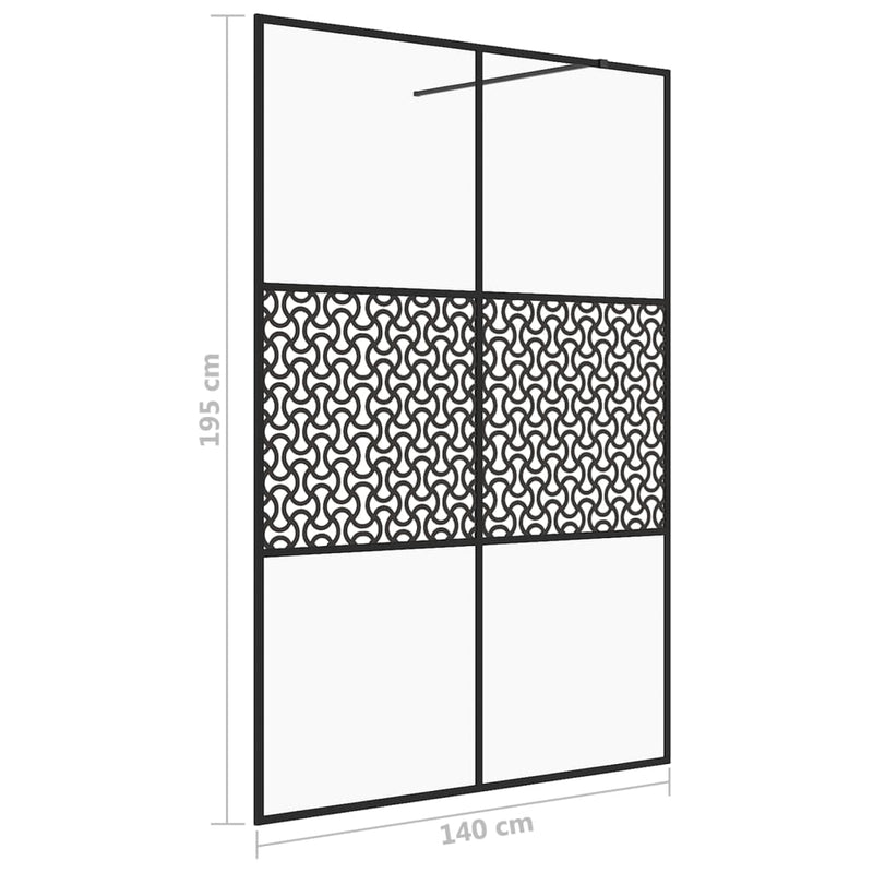 vidaXL fekete zuhanyfal átlátszó ESG üveggel 140 x 195 cm