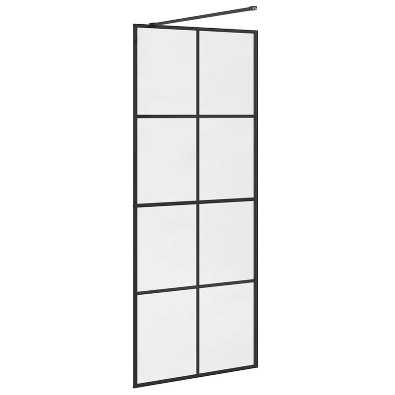 vidaXL fekete zuhanyfal átlátszó ESG üveggel 80 x 195 cm