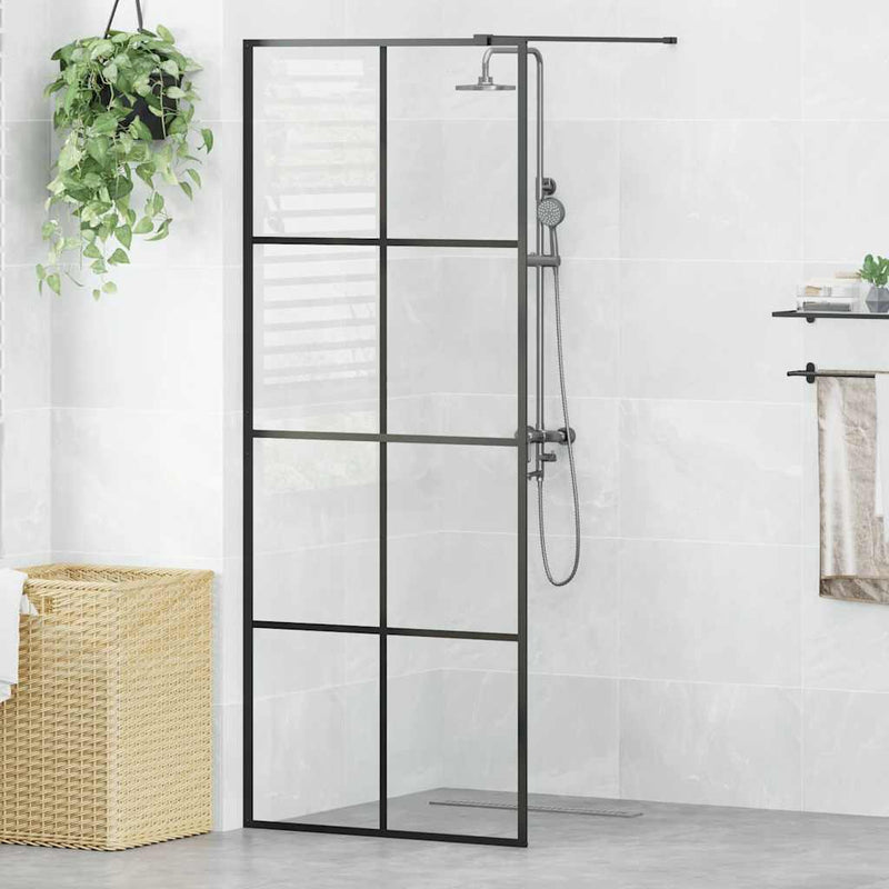 vidaXL fekete zuhanyfal átlátszó ESG üveggel 80 x 195 cm