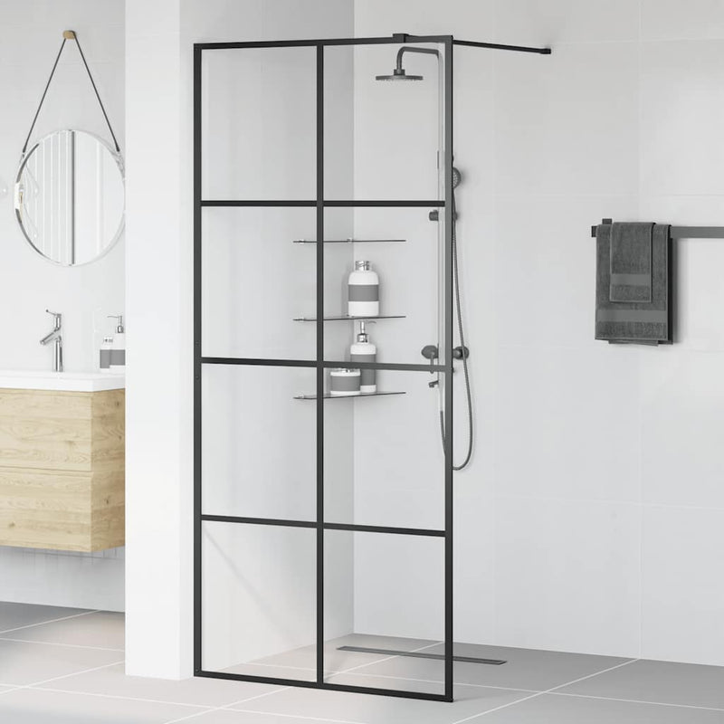 vidaXL fekete zuhanyfal átlátszó ESG üveggel 90 x 195 cm