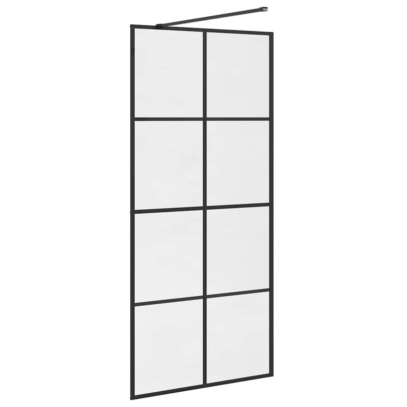 vidaXL fekete zuhanyfal átlátszó ESG üveggel 90 x 195 cm