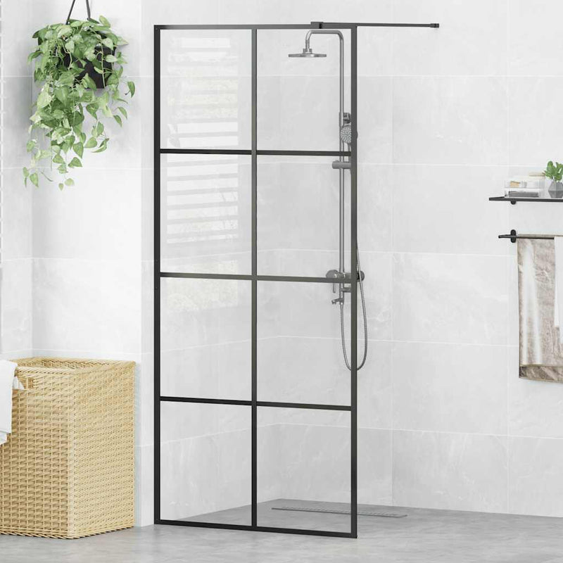 vidaXL fekete zuhanyfal átlátszó ESG üveggel 90 x 195 cm