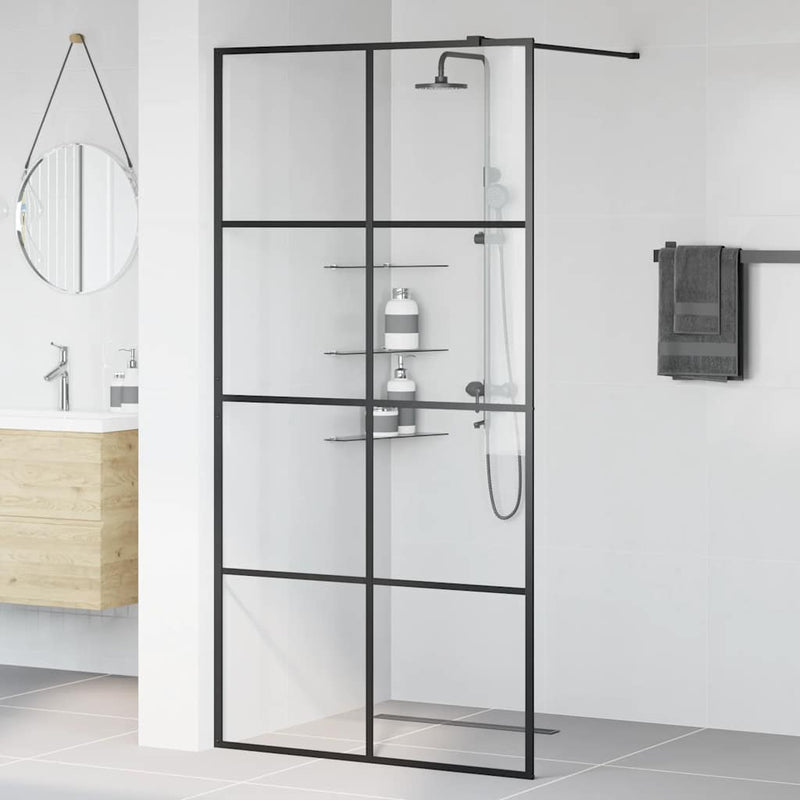 vidaXL fekete zuhanyfal átlátszó ESG üveggel 100 x 195 cm