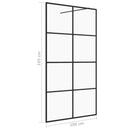 vidaXL fekete zuhanyfal átlátszó ESG üveggel 100 x 195 cm