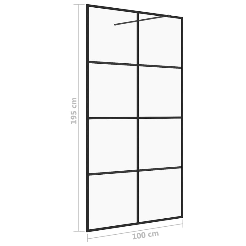 vidaXL fekete zuhanyfal átlátszó ESG üveggel 100 x 195 cm