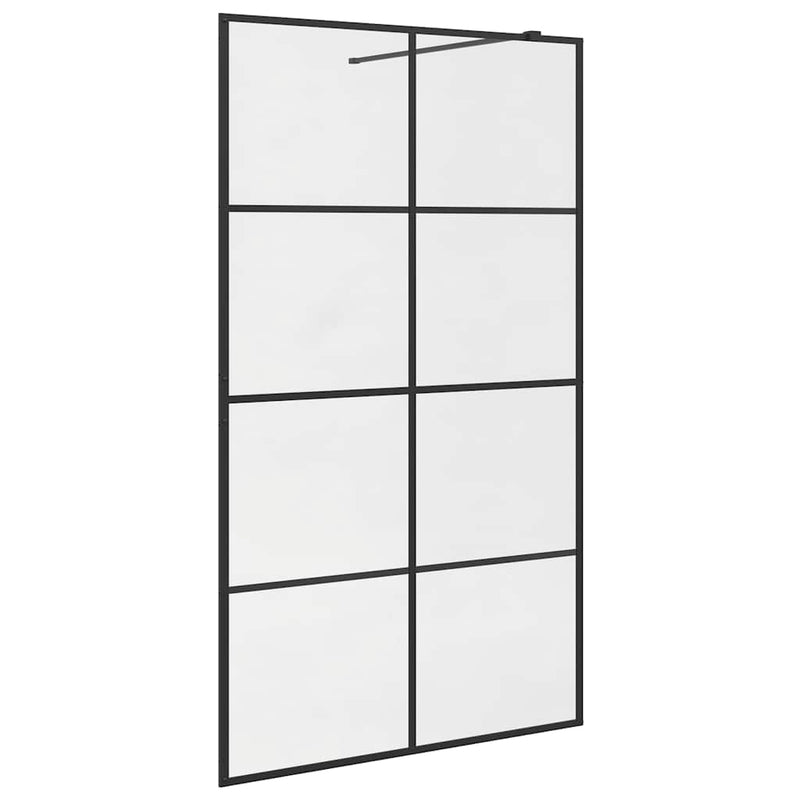 vidaXL fekete zuhanyfal átlátszó ESG üveggel 115 x 195 cm
