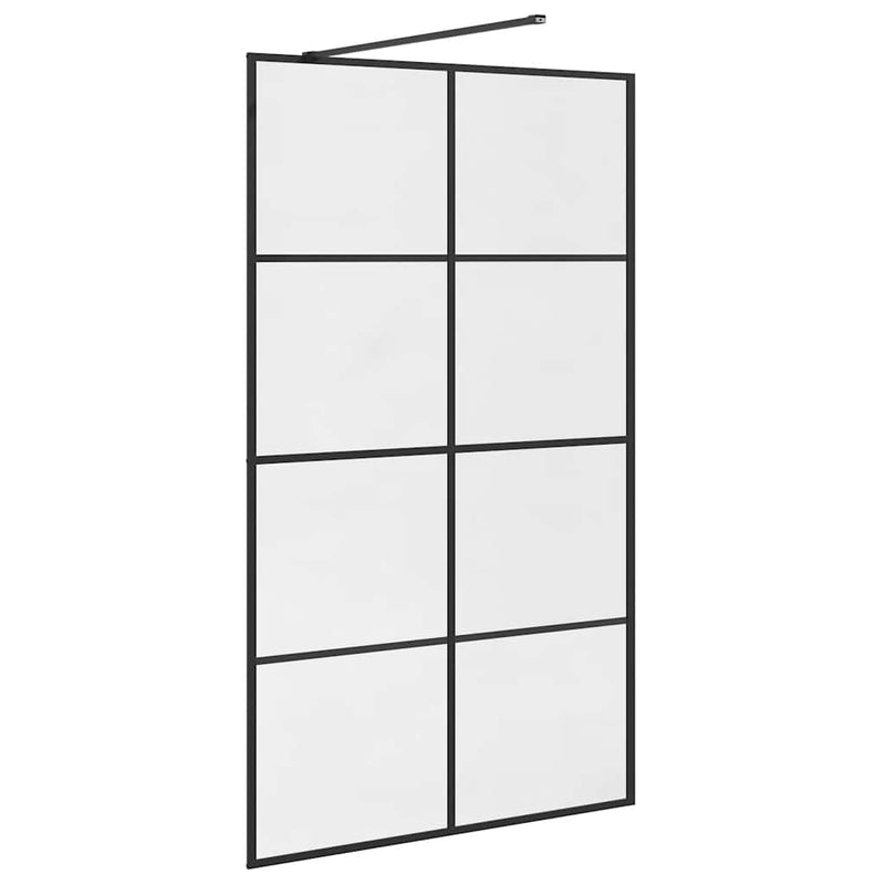 vidaXL fekete zuhanyfal átlátszó ESG üveggel 115 x 195 cm