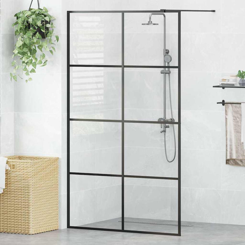 vidaXL fekete zuhanyfal átlátszó ESG üveggel 115 x 195 cm