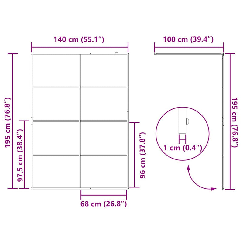 vidaXL fekete zuhanyfal átlátszó ESG üveggel 140 x 195 cm