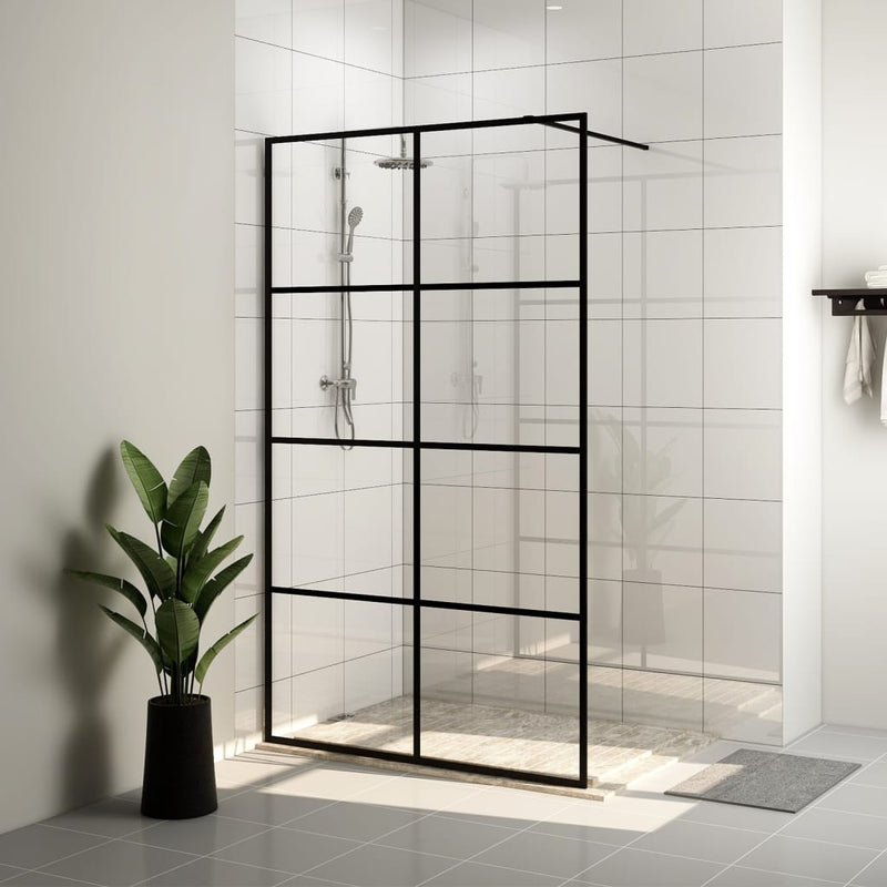 vidaXL fekete zuhanyfal átlátszó ESG üveggel 140 x 195 cm