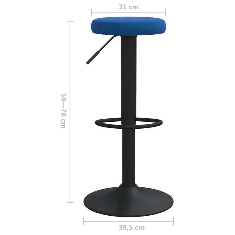 vidaXL 2 db kék bársony bárszék