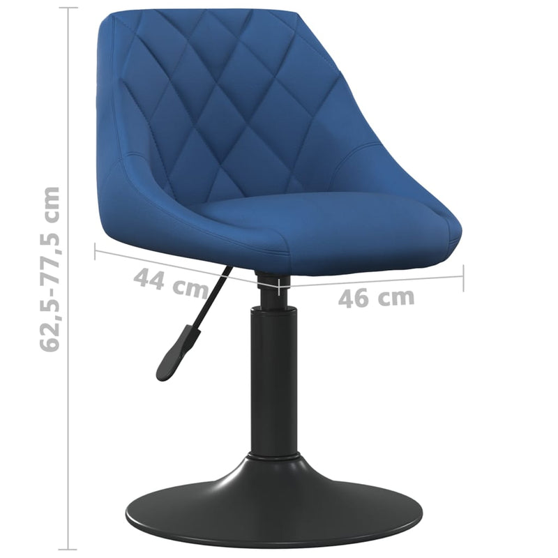 vidaXL 2 db kék bársony forgó étkezőszék