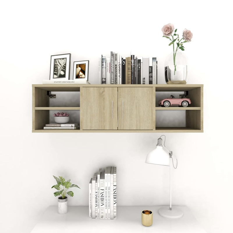 vidaXL sonoma tölgy színű szerelt fa fali polc 102 x 30 x 29 cm