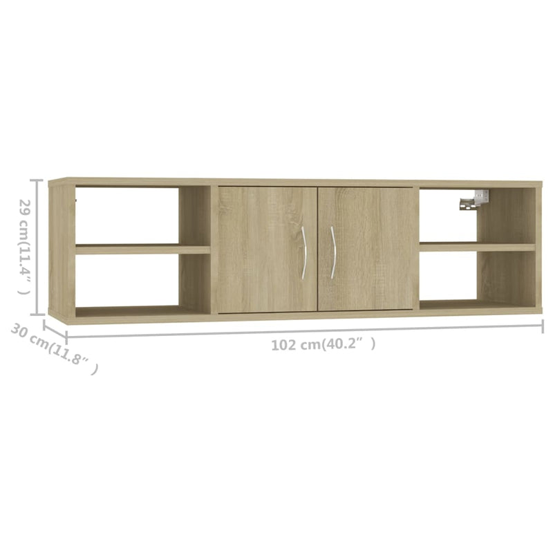 vidaXL sonoma tölgy színű szerelt fa fali polc 102 x 30 x 29 cm