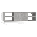 vidaXL betonszürke szerelt fa fali polc 102 x 30 x 29 cm
